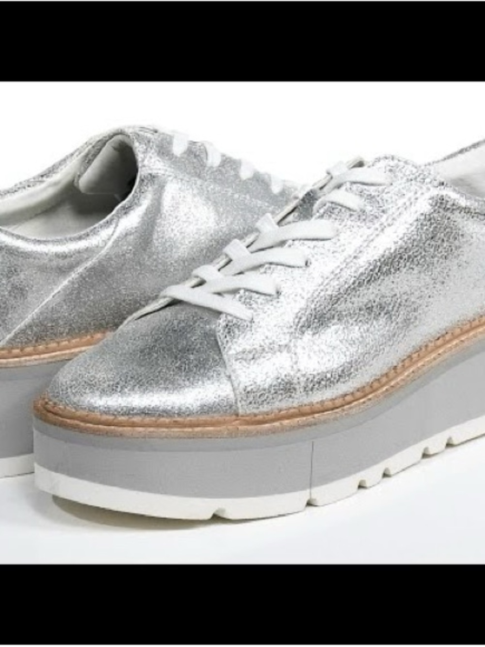 Dolce Vita Silver Metallic Platform Lace-Up Oxfords